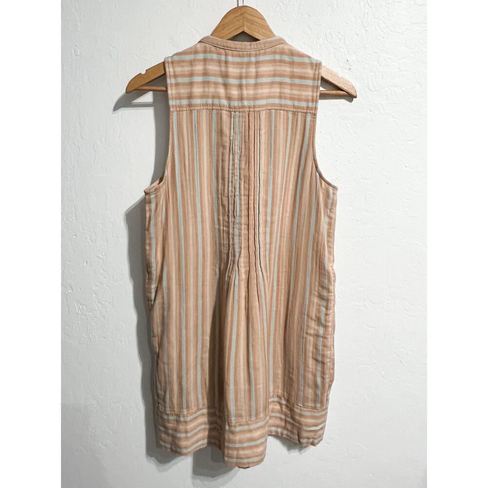 Faherty Isha Dress Small Beach Stripe Sleeveless Stripe Vacation Summer Button - Picture 3 of 8